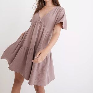 Madewell Lightspun Popover Tiered Mini Dress